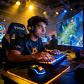 DOTA2选手Nisha在比赛中专注操作